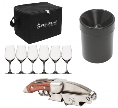 Vinprovningskit Deluxe - glas, väska, spottkopp & korksruv.