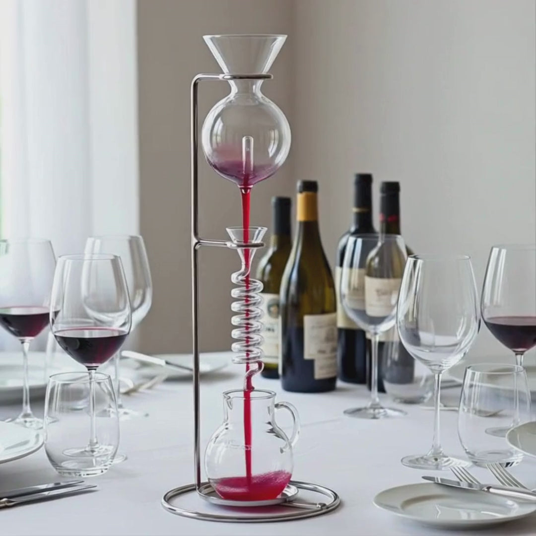 WineDec liten – handgjort dekanteringssystem i laboratorieglas från Sverige