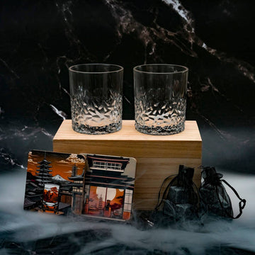 Japanese Glass - Gift Box + Granite Ice Cubes + Coaster |329