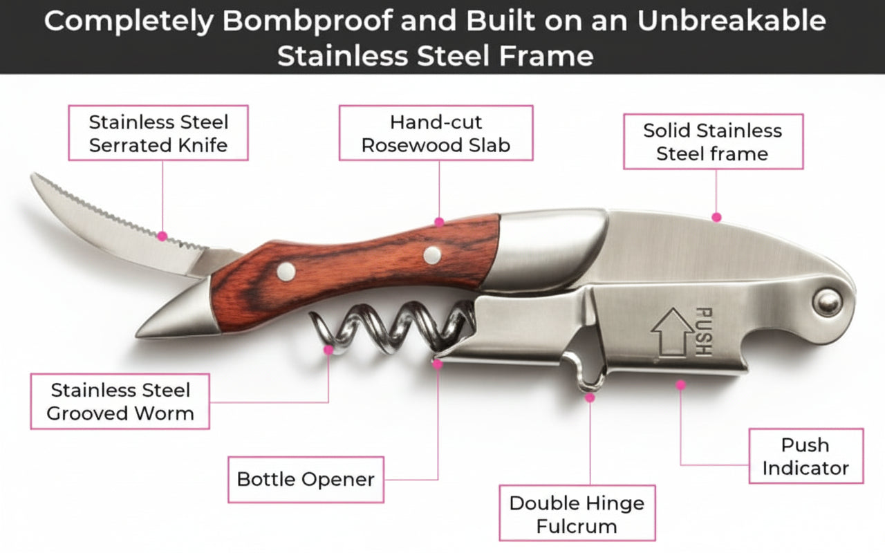 Coutale Sommelier Prestige Bois – professionell korkskruv med dubbel hävarm