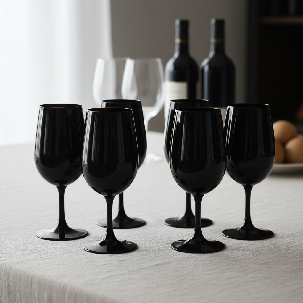 6 x svarta vinprovningsglas - ISO-glas