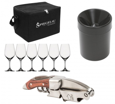 Vinprovningskit Deluxe - glas, väska, spottkopp & korksruv.