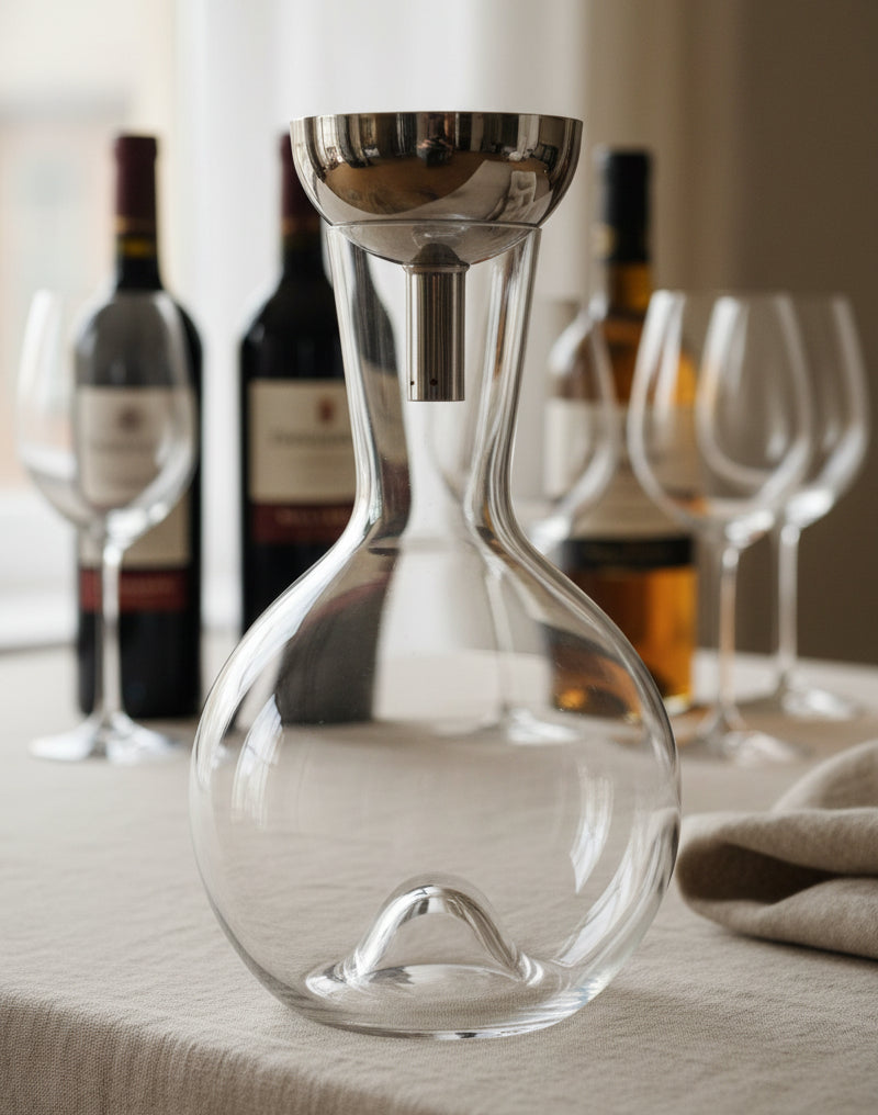 Dekanterings- och luftningstratt med sil