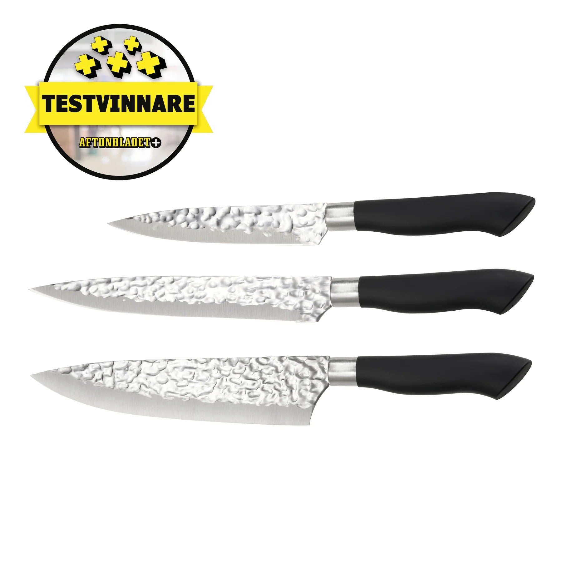 Akira Knivset i stål svart handtag