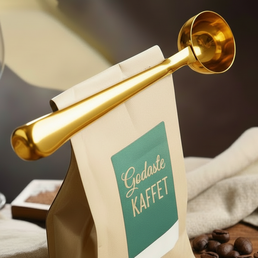 Kaffemått och förslutning i ett - guld