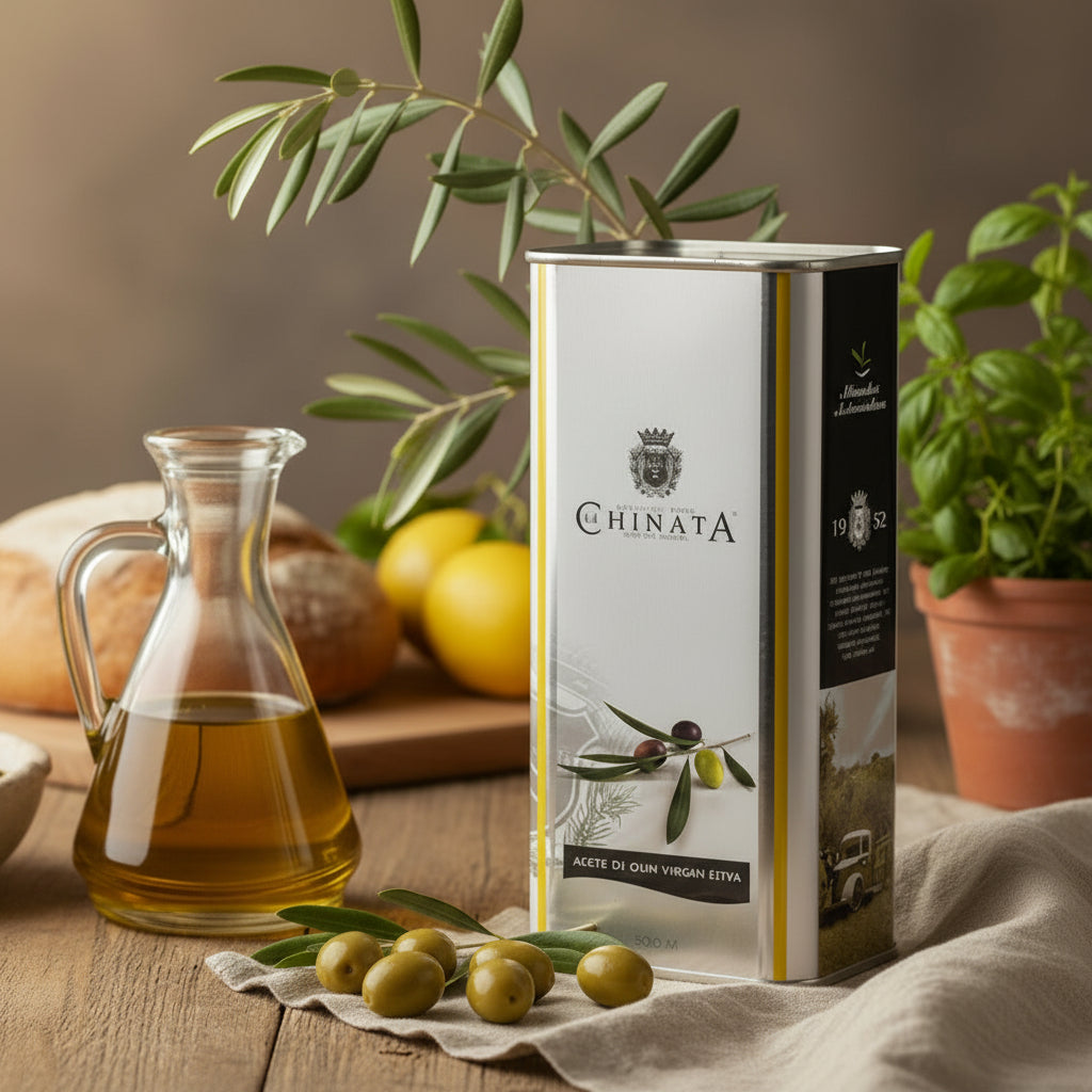 La Chinata Kallpressad jungfruolja (Extra Virgin Olive) plåtburk 1000 ml.