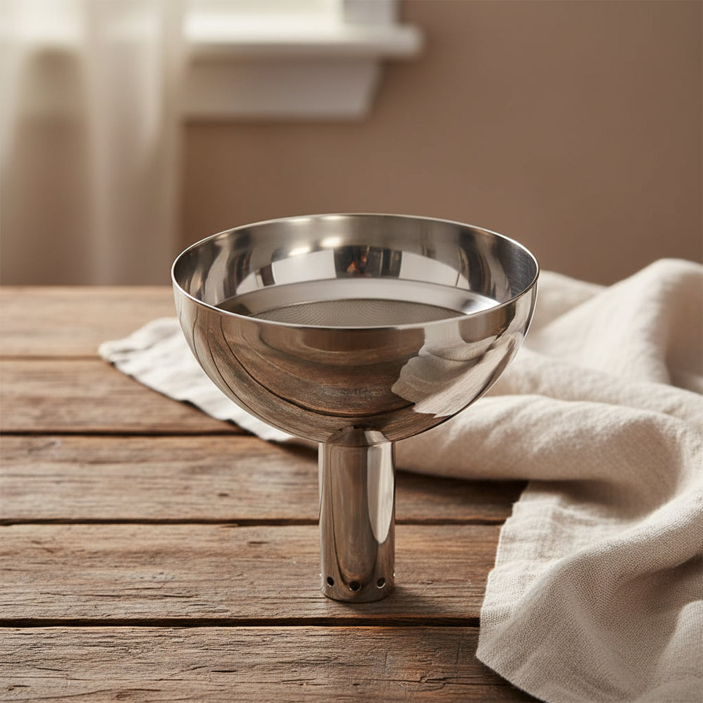 Dekanteringstratt med sil – vintratt för luftning och filtrering