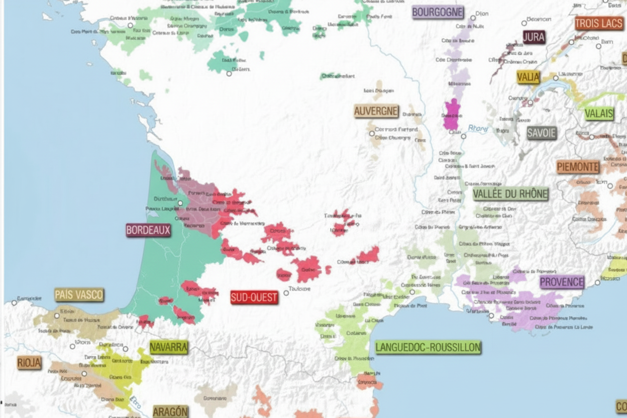 Vinkarta Europas vinländer och regioner