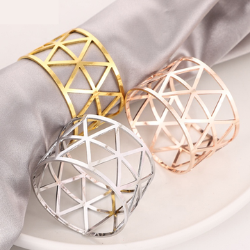 Napkin Ring - Geometric 1 - Silver or Gold