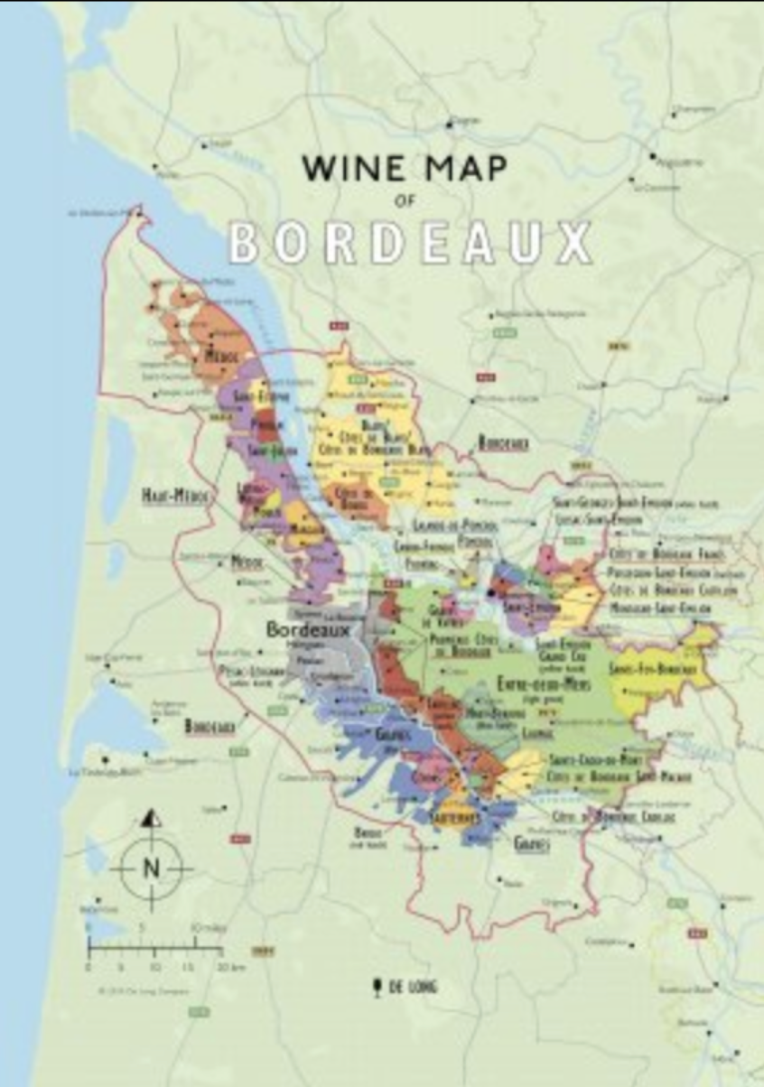 Kart bordeaux appellationer